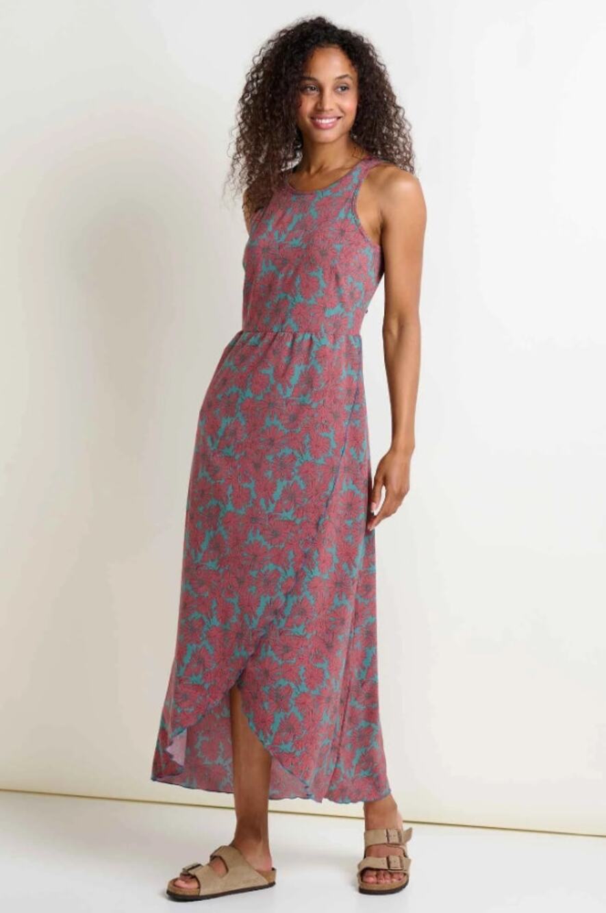 TOAD & CO Women's Sunkissed Maxi Dress Medium Pink Gray Sleeveless UPF NWT